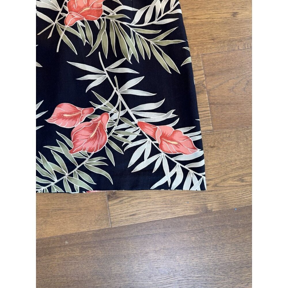 Vintage Tommy Bahama BlackFloral 100% Silk Dress Size 4 - Picture 4 of 10